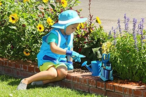 Light Blue Kids X-Small Safety Cargo Vest with Hat Fits Size 2T-4T (Light Blue, X-Small)
