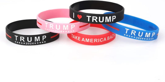 5pcs Donald Trump 2024 Bracelets, Unisex-Style Take America Back Bracelet Donald Trump Bracelets Wristbands Silicone Rubber Bracelets for Men Women Teens Boys Girls Rally Supplies