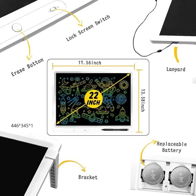 22 Inch LCD Writing Tablet, Large Doodle Board for Kid with 2pens and Adjustable Bracket,Educational Learning Toys Christmas Birthday Gifts for Kids Adults Home School
