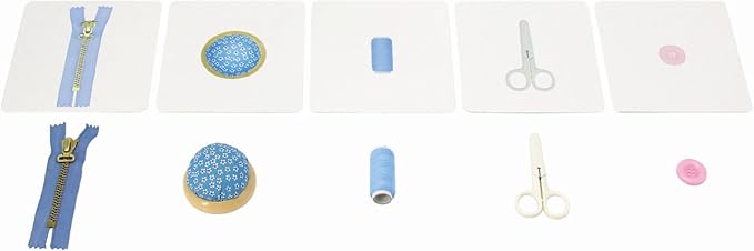 Kiddison Montessori Language Materials Objects with Identical Cards Matching Game Minitures Flash Cards Cleaning Tools Hair Accessories Sewing Items (Sewing Items)