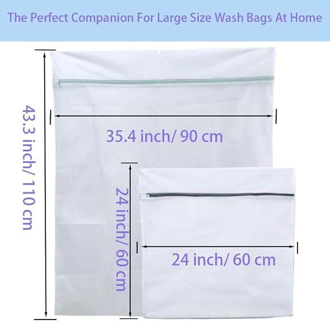 GUOZCARAY 1 Pack 43 x 35 inch and 3 Pack 24 x 24 inch Oversize Laundry Bags Mesh Wash Bags, Large Delicates Bag for Washing Machine, Jumbo Laundry Sack for Washing Big Clothes, Bed Sheet, Bedc