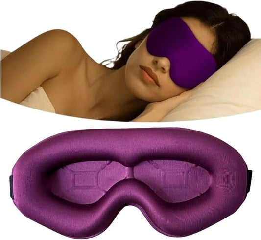 BEARWING 100% Light Blocking Sleep Mask, Only 0.73oz Light Comfortable 3D Contoured Memory Foam, Blink Freely Eye Masks for Sleep, Travel, Nap, for Women, Purple