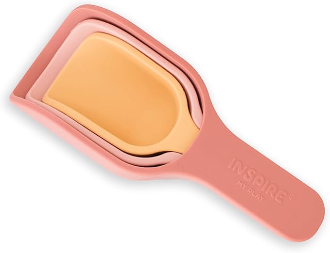 Inspire My Play - 3 x Silicone Nesting Scoops - Perfect for Sensory PlayTray - Sensory Bin Accessories - Special Education Classroom Supplies - Montessori Education Toys - Multi-Purpose Shovel - Coral