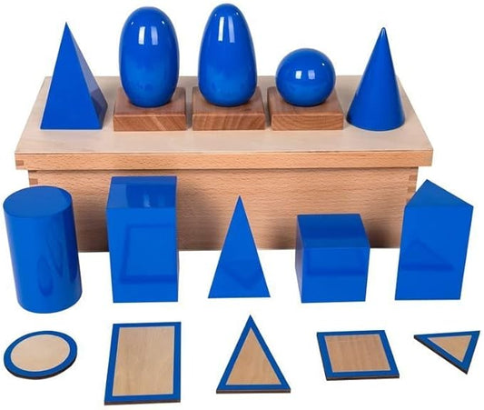 Large 3D Shapes Geometric Solids Wooden Montessori Toys Math Games Toys Blocks - Math Manipulatives Geometry Set Geo Blocks for Kids Preschool Learning Toys| Elementary Homeschool Supplies