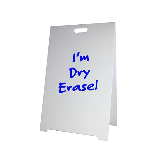 Flipside Products 35.5" x 23" Double- Sided Corrugated Plastic Dry Erase Marquee Easel, Signboard, Indoor Outdoor, Sidewalk Curb Sign, White, 4 Pack