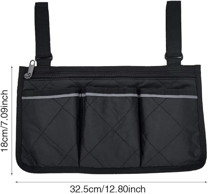 Xiaokeis Wheelchair Side Organizer Storage Bag Armrest Pouch with Cup Hold and Reflective Strip, Waterproof Storage Pouches for Most Wheelchairs Rollators, Walkers Wheelchairs Accessories(Purple)