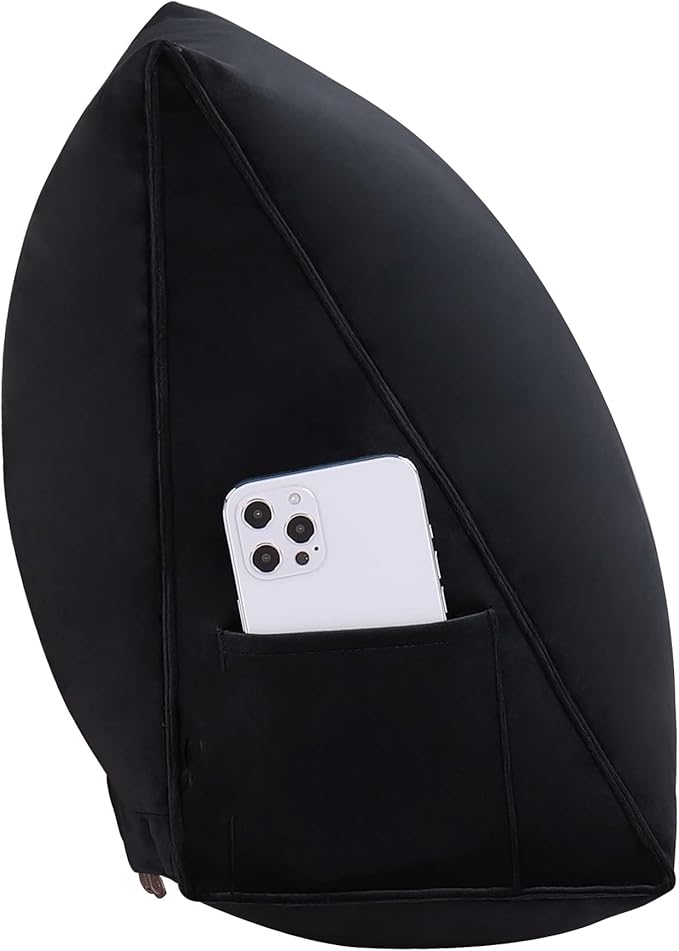 Bed Wedge Pillow for Headboard Small Bolster Pillow Reading Pillows for Sitting Up in Bed Adult, Triangular Backrest Cushion Book Pillows for Daybed Couch Support Upholstered Black