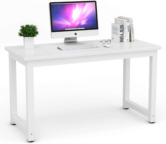 Tribesigns Modern Simple Computer Desk, 47 inch Office Desk Computer Table, Study Writing Study Desk for Home Office, White