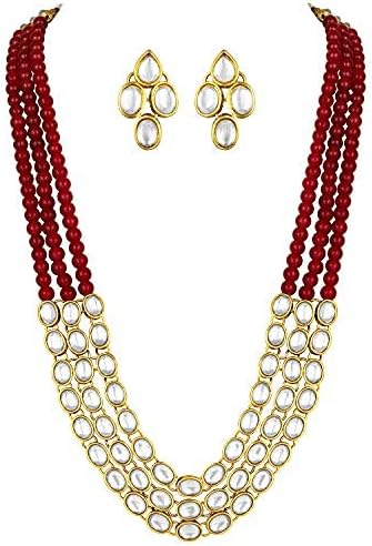 Aheli Indian Traditional Faux Kundan Long Necklace Jewelry Set with Earrings Gift for Women
