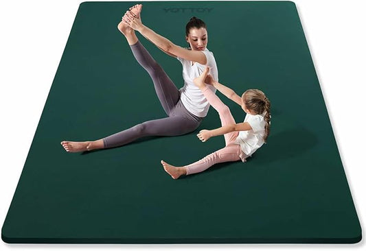 YOTTOY Large Yoga Mat (75 * 52 * 1/2inch),Extra Wide TPE Exercise Mat,Non-Slip Workout Mat for Pilates, Fitness, Barefoot, Home Gym Studio with Strap and Towel