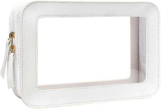 Clear Makeup Bag Small, TSA Approved Portable Toiletry Bag with Zipper Cosmetic Travel Bag Makeup Organizer Case Mini Makeup Pouch for Purse Car Organizer Bag for Women Men