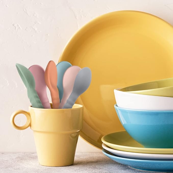 ME.FAN Silicone Baby Feeding Spoons [6 Pack] First Stage Baby Infant Spoons - Baby Utensils Soft Training Spoon Self Feeding - Chew Spoon Set for Babies and Toddlers