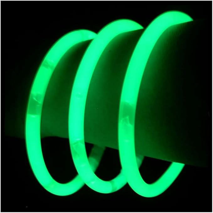 Glow Sticks Bulk Wholesale Bracelets, 100 8” Green Glow Stick Glow Bracelets, Bright Color, Glow 8-12 Hrs, 100 Connectors Included, Glow Party Favors Supplies, Sturdy Packaging, GlowWithUs Brand