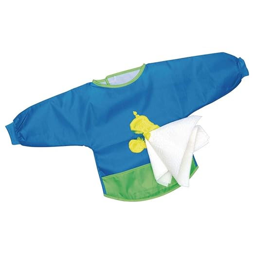 Colorations Long Sleeve Polyester, Set of 4, Machine Washable, 30" Wide and 16" Long, Soft and , Kids Smock, Crafting Smock, Smock for Children, Painting Smock