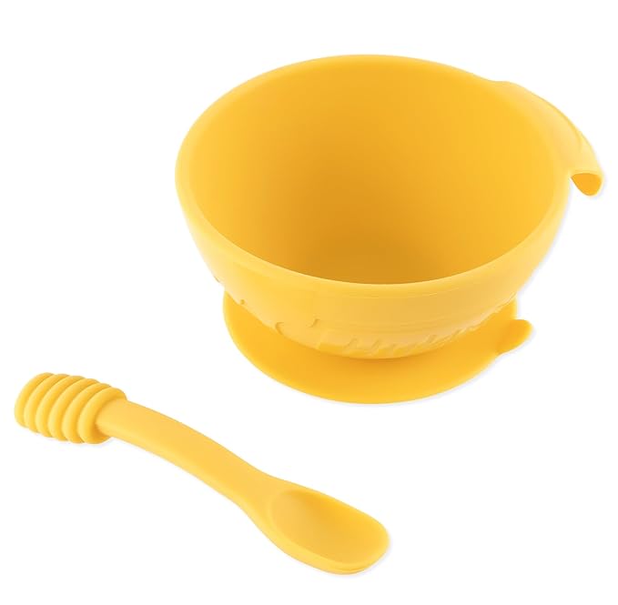 Bumkins Disney Baby Bowl, Silicone Feeding Set with Suction for Baby and Toddler, Includes Spoon and Lid, First Feeding Set, Essentials for Baby Led Weaning for Babies 4 Months Up, Winnie the Pooh