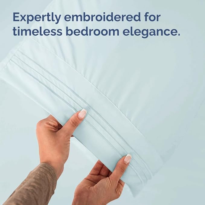 King Pillow Cases Set of 10 - Ultra Soft Hotel Quality Pillowcase Covers - Comfy & Wrinkle Free - Shrink, Stain & Fade Resistant - Easy-Care, Machine Washable Pillow Protectors - 10 Pcs Set - Ice Blue