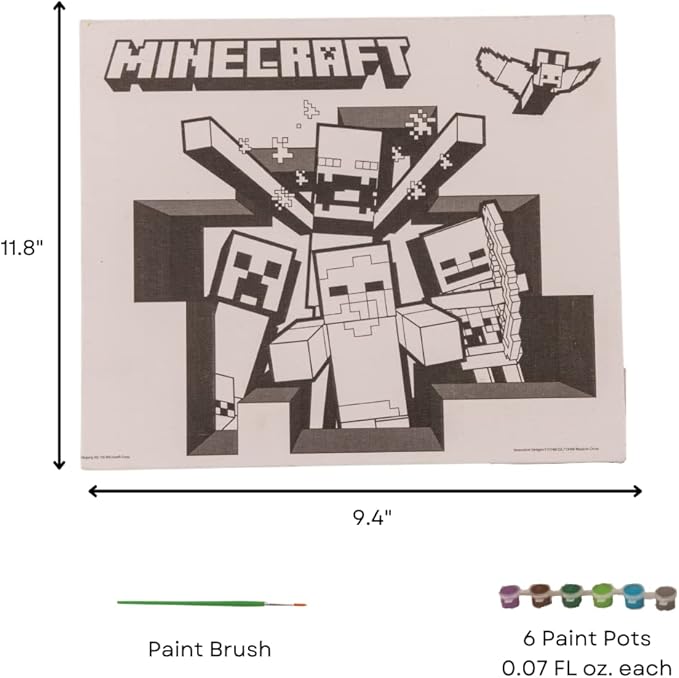 Innovative Designs Minecraft Creative Coloring Canvas Painting and Activity Set for Kids, 1000+ pcs