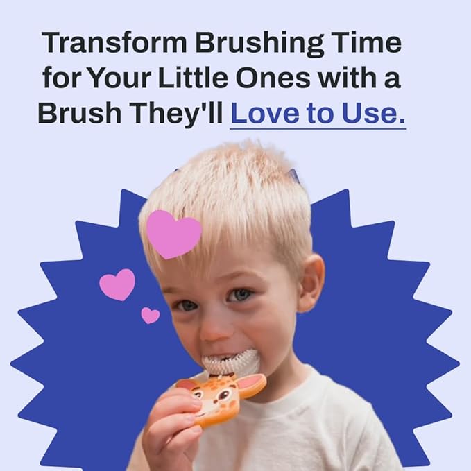 autobrush U Shaped Kids Manual Toothbrush- 360° Design for 5.1X Better Cleaning with Unique Nylon Bristles, Comfort Grip Handle, Waterproof Design, Ages 6-8, Butterfly (Double-Sided)
