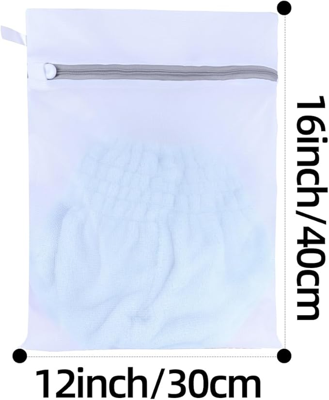 RICHERI Mesh Laundry Bags, Mesh Wash Bags, Durable Mesh Structure with Strong Zipper, Suitable for Underwear, Delicate Clothes, Pants, Shoes, Socks Washing (Small Fine Mesh, Small 12 * 16inch*4pcs)