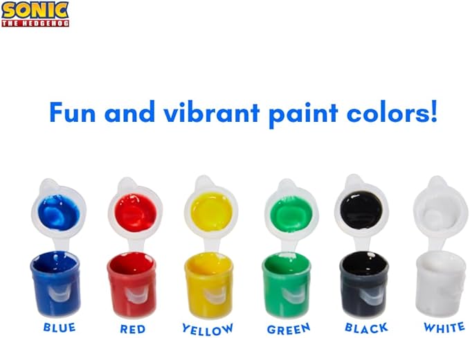 Innovative Designs Sonic The Hedgehog Canvas Paint Set for Kids with 3 Canvases, Acrylic Paint, Paintbrush, & Easel