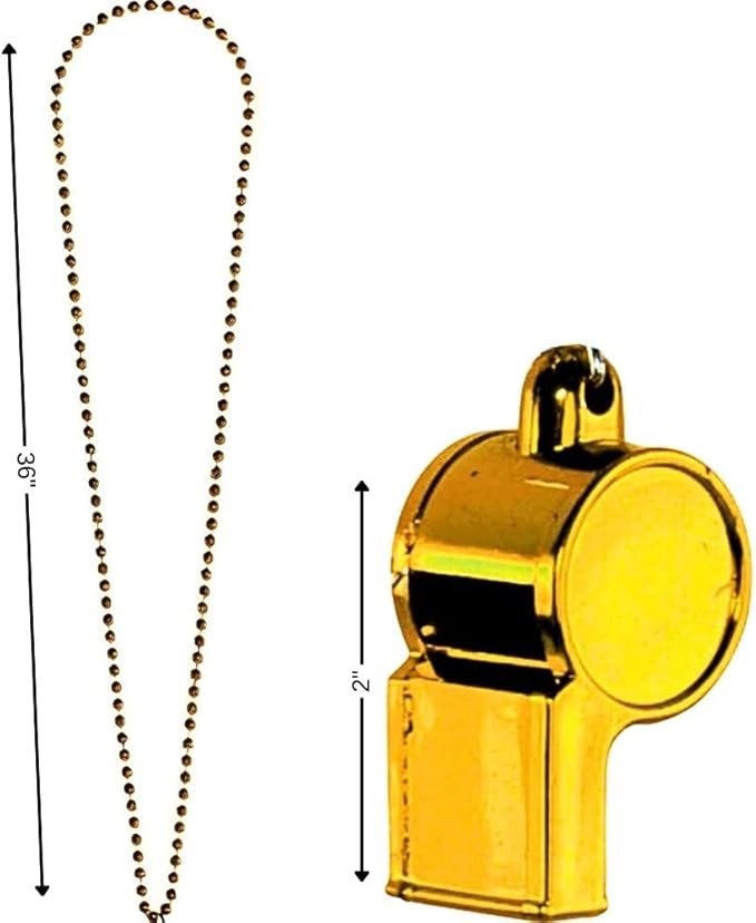 Amscan Whistle Bead Necklace Sports Noisemakers Accessory, Yellow, 36" Party Favors, 1