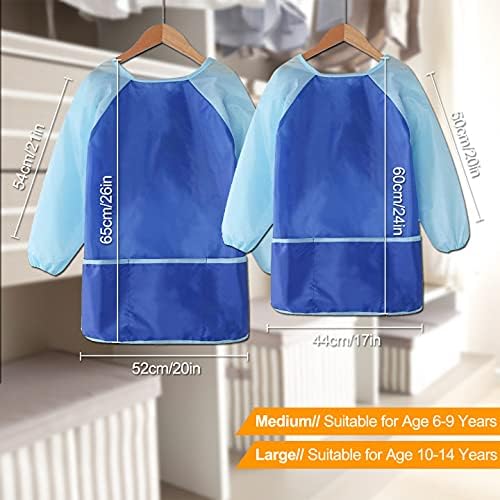 Kids Art Smocks, Painting Apron Artist Smock with Sleeve and 3 Pockets 2 Pack Black/White Set