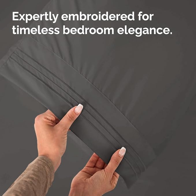 Queen Pillow Cases Set of 4 - Ultra Soft Hotel Quality Pillowcase Covers - Comfy, Cozy & Wrinkle Free - Shrinkage, Stain & Fade Resistant - Machine Washable Pillow Protectors - 4 Piece Set - Charcoal