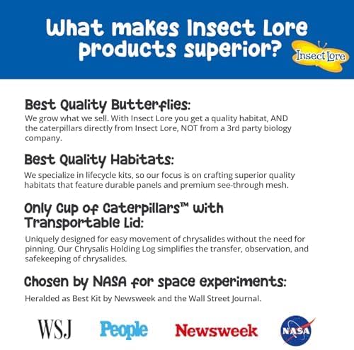 Insect Lore Butterfly Garden | Original 12" Habitat and Cup of Live Baby Caterpillars | Life Science & STEM Education Kit