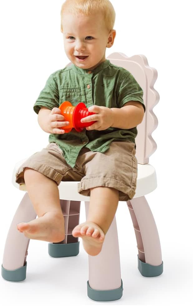 Toddler Chair,Plastic Kids Dino Chair,Sturdy Durable and Lightweight Toddler's Activity Chairs,Anti-Slip Ergonomic Design Kids Step Stool,Indoor or Outdoor Use for Boys Girls Aged 2+ (Pink)