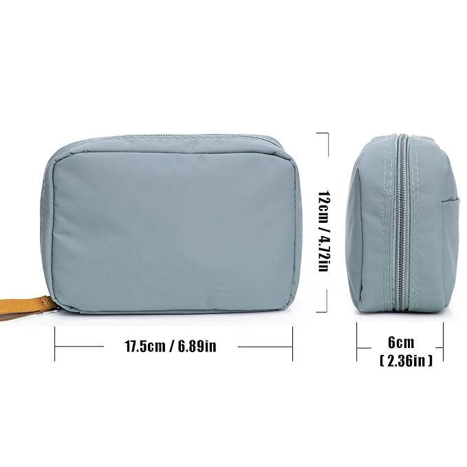 Hekyip Rectangular Cosmetic Beauty Bag for Purse Travel Handy Makeup Pouch for Women Girls (Rectangular Grayish Blue)