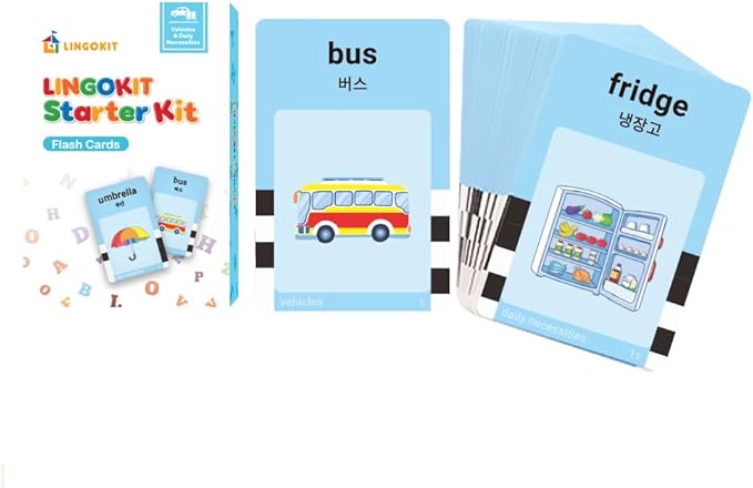 Premium Korean-English Bilingual Talking Flashcards | Educational Toy for Toddlers, Boys & Girls | Language Learning Tool with Clear Pronunciation & Sound Effects