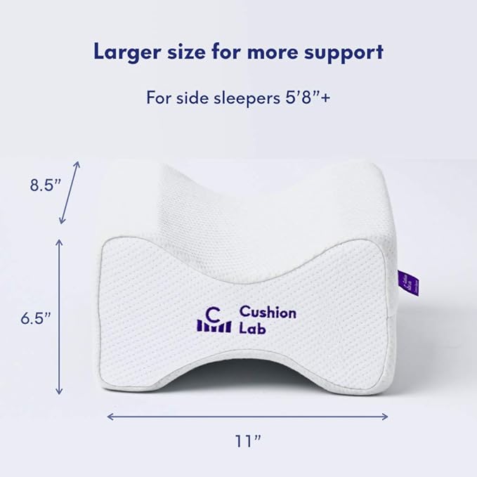 C CUSHION LAB Extra Support Orthopedic Knee Pillow for Side Sleepers - Healthy Alignment Leg Pillow for Sleeping - Hip, Pregnancy, Sciatica, & Back Pain Relief - Memory Foam Contour Wedge - Large Size