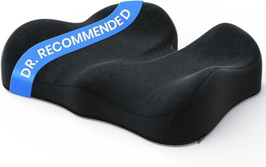 Benazcap Ergonomic Seat Cushion -Large Memory Foam Office Chair Cushion Seat Pad - Sciatica & Lower Back Pain Relief - Car Seat Cushions for Driving Seat Cushions
