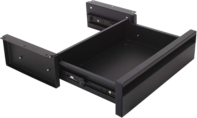 POPMOON Under Desk Drawer For Desk 13.8 * 8.8 * 3.5 in, Pull out Storage Organizer with Slide Extension Mounted Under Flat Wooden Table or Workbench, Carbon Steel Hidden Desk Drawer