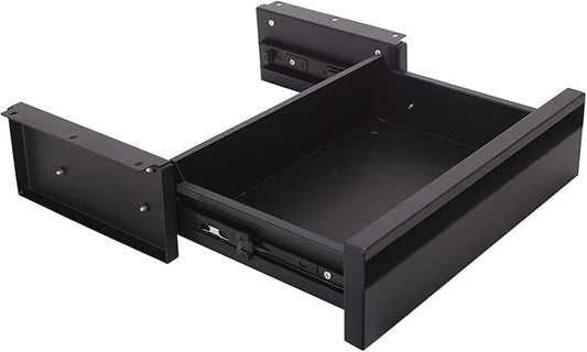 POPMOON Under Desk Drawer For Desk 13.8 * 8.8 * 3.5 in, Pull out Storage Organizer with Slide Extension Mounted Under Flat Wooden Table or Workbench, Carbon Steel Hidden Desk Drawer