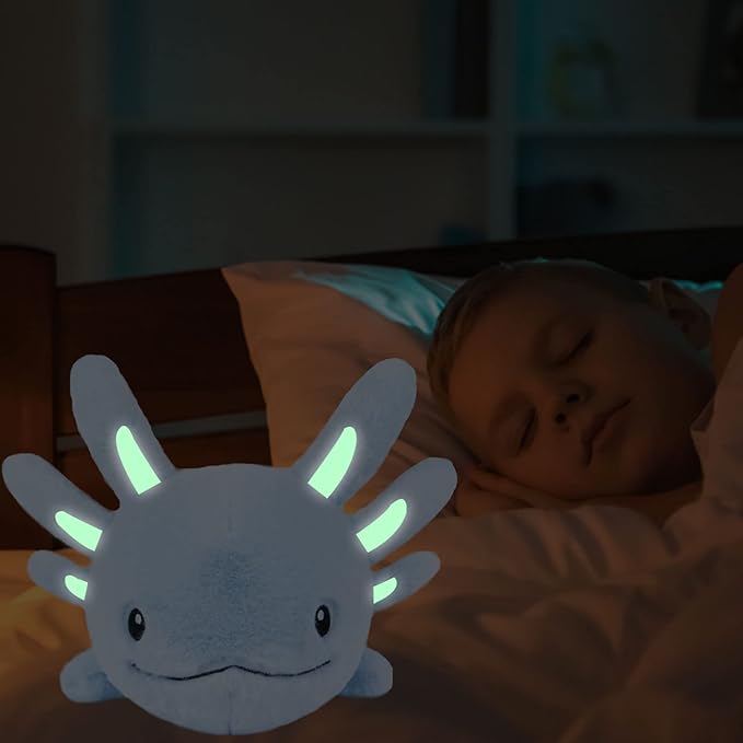 Niuniu Daddy 18" | 2.8 Pound Blue Axolotl Weighted Stuffed Animals for Kids Adults Girls, Giant Cute Axolotl Stuffy Plush Toy with Glowing Ears in The Dark, Kawaii Gifts for Holidays Christmas