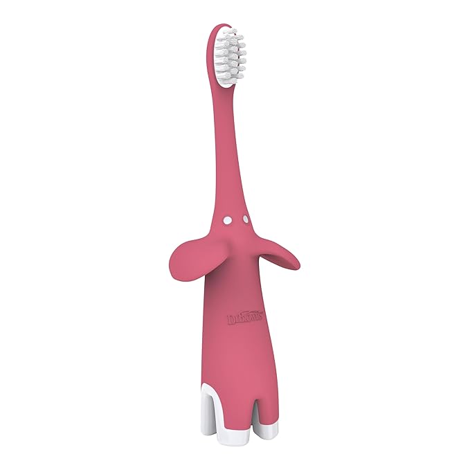 Dr. Brown's Infant-to-Toddler Training Toothbrush, Soft for Baby's First Teeth, Pink Elephant, 0-3 Years (Colors/Styles May Vary)
