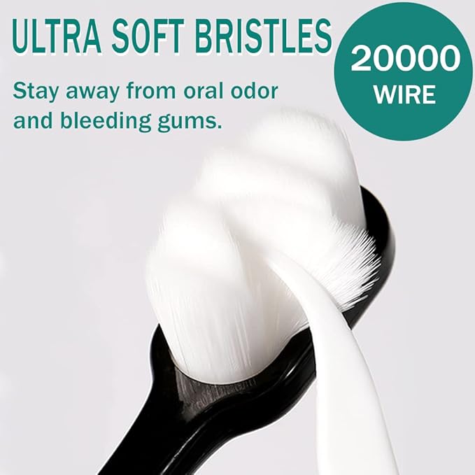 GoldDawn Extra Soft Toothbrush for Sensitive Teeth and Gums， Micro Fur Manual Toothbrush with 20000 Ultra Soft Bristle, Excellent Cleaning Effect， Perfect for Kids & Adults (6 Pack)