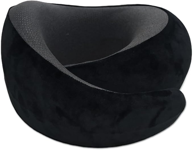 VITANECKART Snail Flexible Neck Pillow, Premium Memory Foam Travel Pillow, 360°Ergonomic Design, Asymmetrical Sides, Suitable for Flight, Car, Office, Washable Pillowcase (Black)