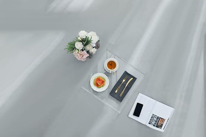 BEYLANG Clear Sturdy Acrylic Serving Tray with Handles-24x24Inch-Serving Coffee,Appetizer,Breakfast,Butler-Kitchen Countertop Tray-Makeup Drawer Organizer-Vanity Table,Ottoman Tray-Decorative Tray