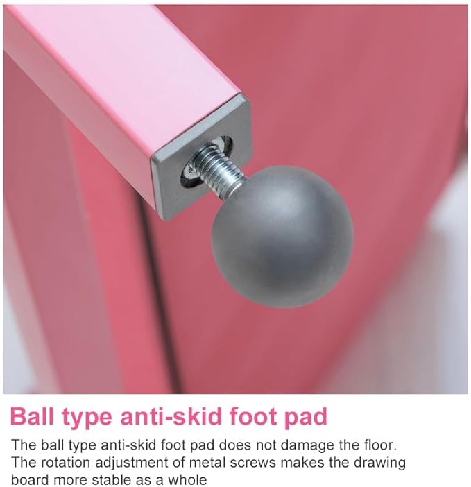 Harmoniousplay Kids Double Sided Easel Double Sided Magnetic Whiteboard and Chalkboard Adjustable Height Art Easel Ages 2 and Up (Pink)