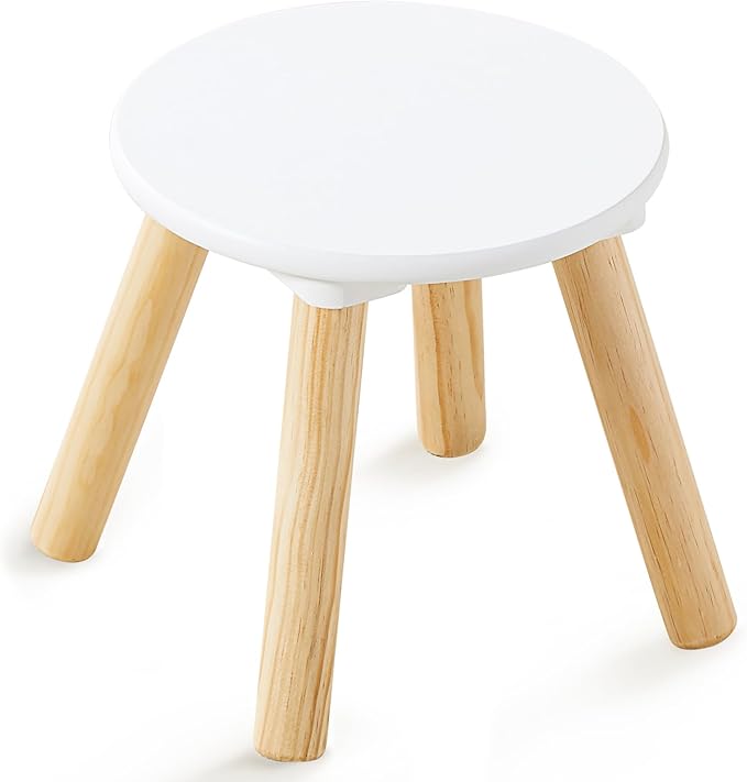 Beright Wooden Step Stool for Kids, Children's Stool Perfect Matched Sensory Table, 9 Inch Sturdy Sitting Stool with Assembled Four-Legged, 1 Pack