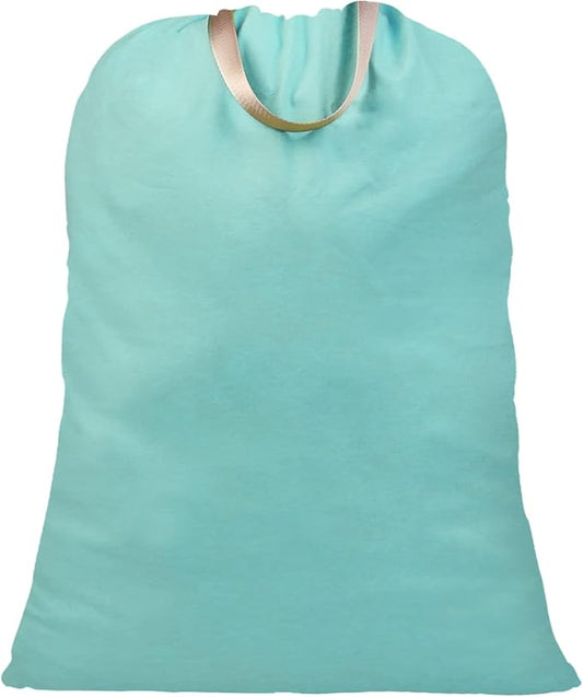 LOLOMLO Extra Large Canvas Laundry Bags with Handles & Drawstring Closure, Heavy Duty Tears Resistant Clothes Storage Travel Bags,25.5"x34",Teal Blue