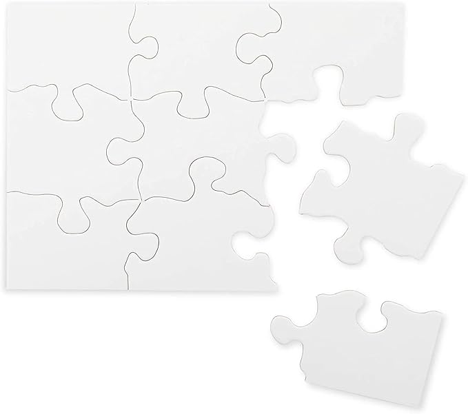 Bright Creations 24 Sheets Blank Puzzles to Draw On Bulk, 5.5 x 4 Inch Jigsaw Puzzle Pieces for DIY, Arts and Crafts Projects