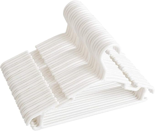 Kids Hangers 60 Pack White Plastic Baby Hangers, Toddler Hangers for Infant Child Clothing