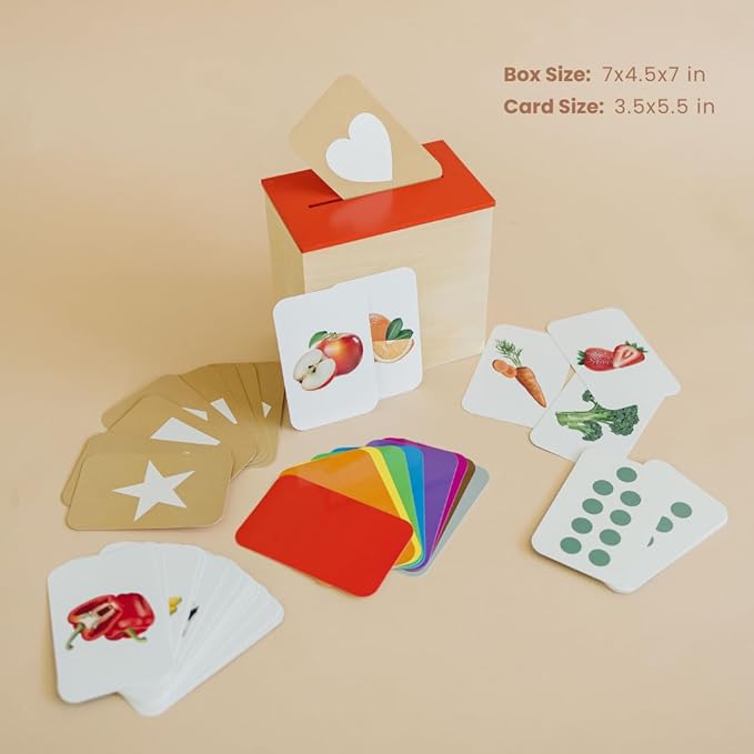 Learn & Drop Toddler Toy, Montessori Learning Games, 50 Preschool Flashcards for Toddlers 1-3, Learning Resources, Toddler Toys 2-3, Sight Word Flash Cards, Kindergarten Classroom Must Haves