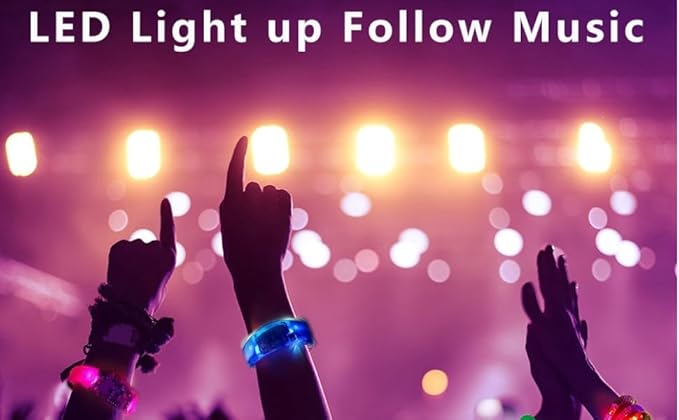 Glow in the Dark Bracelets - Music & Sound Activated Glow Bracelets for Kids & Adults with Flashing LED Strobe, Perfect Party Favors for Birthdays, Concerts, and Glow in the Dark Themed Parties35pcs
