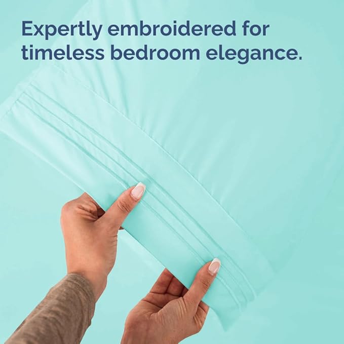 King Pillow Cases Set of 6 - Ultra Soft Hotel Quality Pillowcase Covers - Comfy & Wrinkle Free - Shrink, Stain & Fade Resistant - Easy-Care, Machine Washable Pillow Protectors - 6 Piece Set - Spa Blue