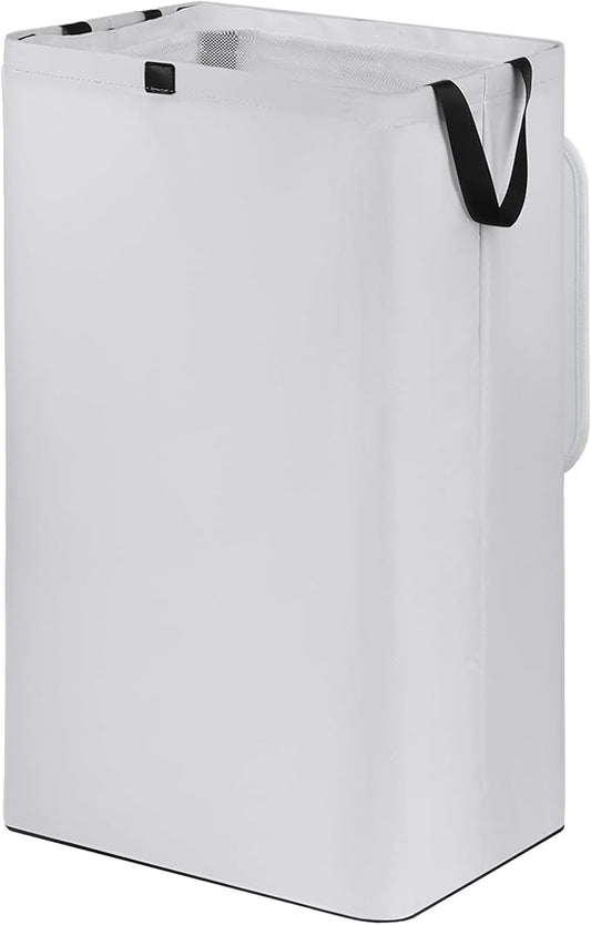 80L Large Laundry Hamper with Lid, Foldable Laundry Bag for Washing Machine with Removable Inner Bag, Dirty Hampers for Bedroom, Bathroom,Laundry Room, College (White)