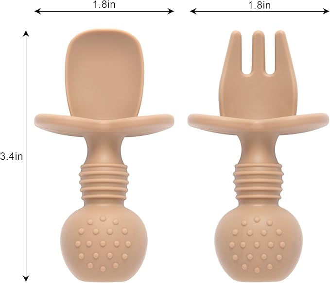 Silicone Baby Feeding Set, 2 Pack Divided Baby Plates with Suction, 2 Pack Spoons and Forks Set, BPA Free, Baby Led Weaning Supplies for Toddler Utensils Baby Feeding Essentials